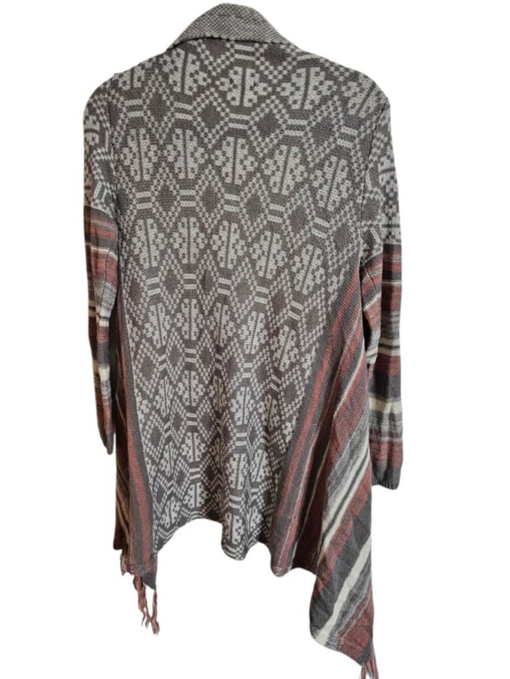Charlotte Russe Women XS Cardigan Gray Pink Knit Boho Archival Rare Statement - Picture 3 of 8